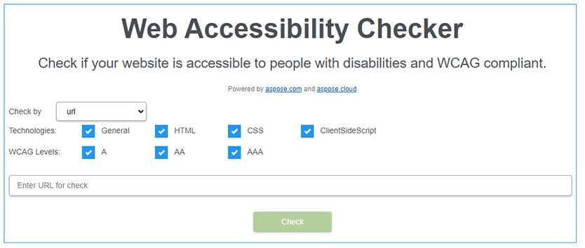 Text “Web Accessibility Checker – Online App”